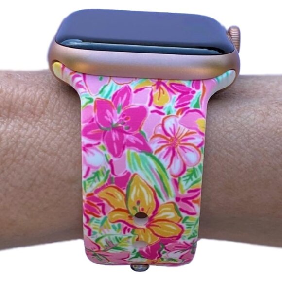 🌸 Printed Silicone Watch Band Compatible with Apple Watch - Picture 2 of 9